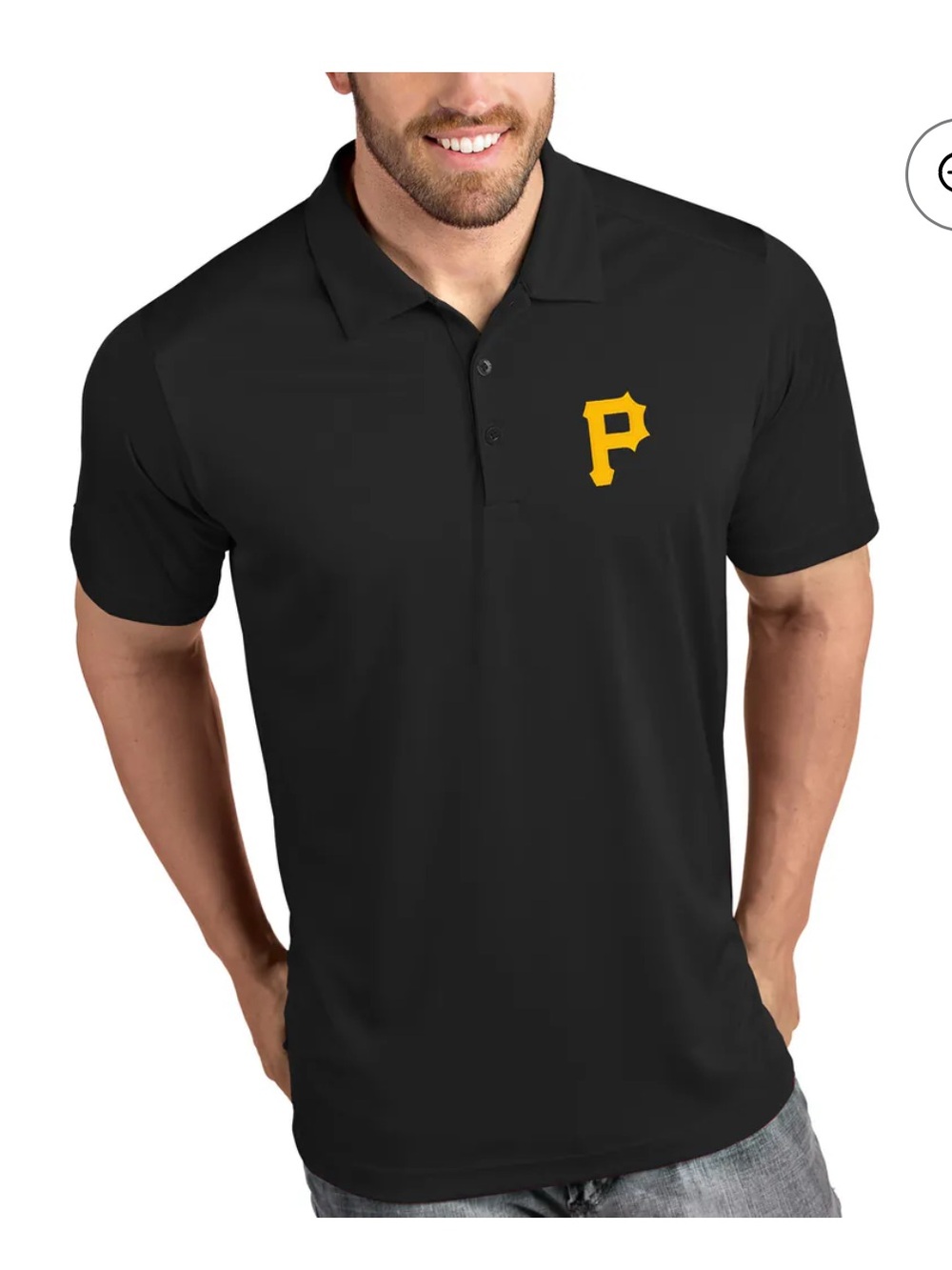 NWT Pittsburgh Pirates Fanatics Antigua Tribute Mens Polo Shirt Black